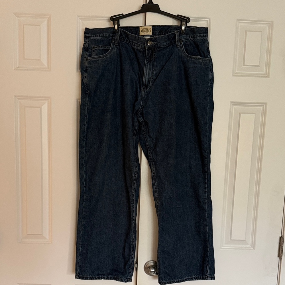 Red Head Brand Co. Dark Blue Relaxed Jeans with plaid fabric lining men’s 40x30